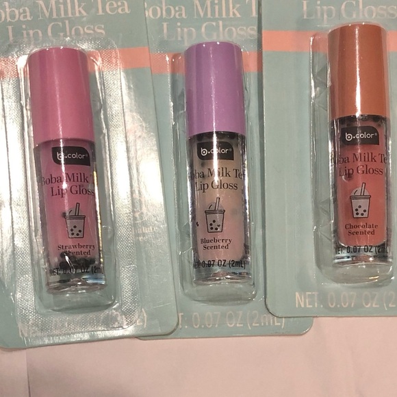 3pack Boba Milk tea infused lip gloss‎ in Strawberry Blueberry and Chocolate new - Picture 1 of 11